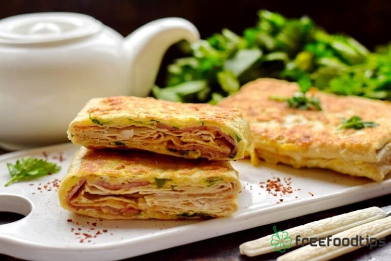 Flatbread Sandwich Wraps with Ham and Cheese Filling