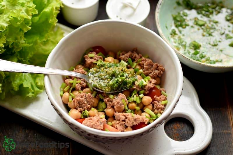 Pour half of the dressing