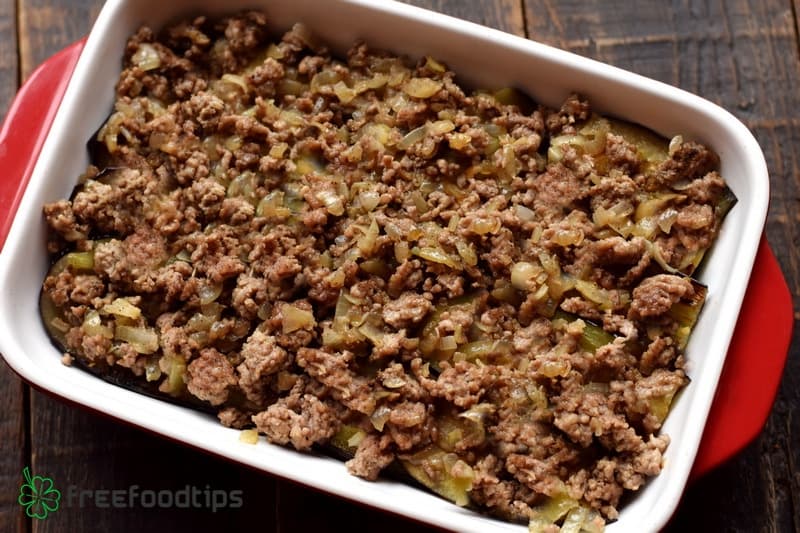 Add the layer of cooked ground beef