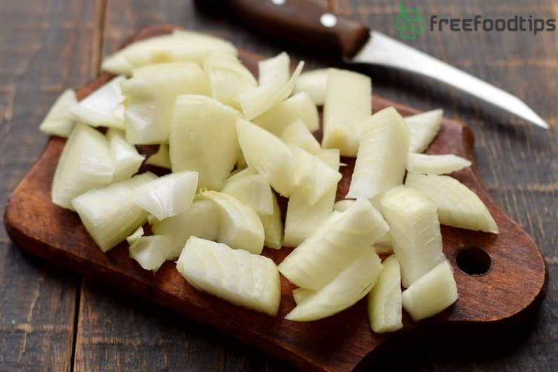 Peel and cut onion Peel and cut onion